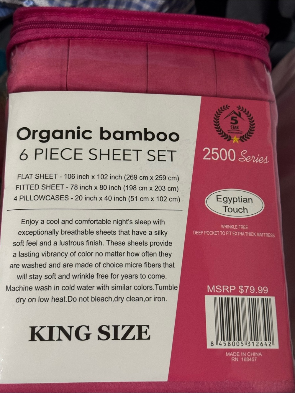 NWT King Size Fuchsia Sheet Set
